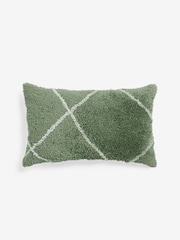Sage Green Minimal Geometric 50 x 30cm Berber Cushion - Image 2 of 4