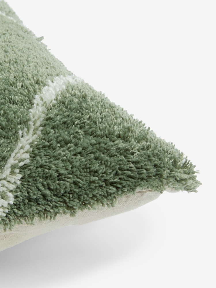 Sage Green Minimal Geometric 50 x 30cm Berber Cushion - Image 4 of 4