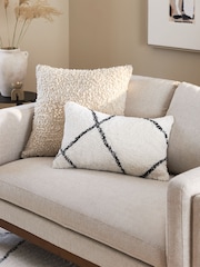 Natural Minimal Geometric 40 x 59cm Berber Cushion - Image 1 of 5