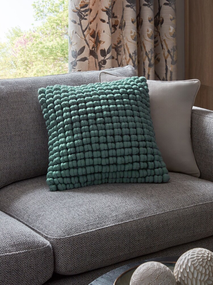 Light Blue 43 x 43cm Global Bobble 100% Cotton Cushion - Image 1 of 5