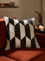 Black/White Blakey Velvet Cushion - Image 1 of 5