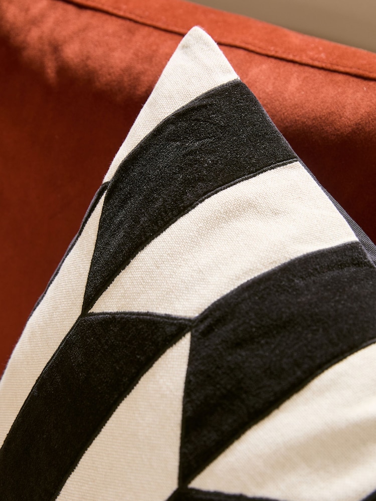 Black/White Blakey Velvet Cushion - Image 2 of 5