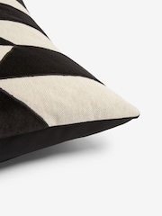 Black/White Blakey Velvet Cushion - Image 5 of 5