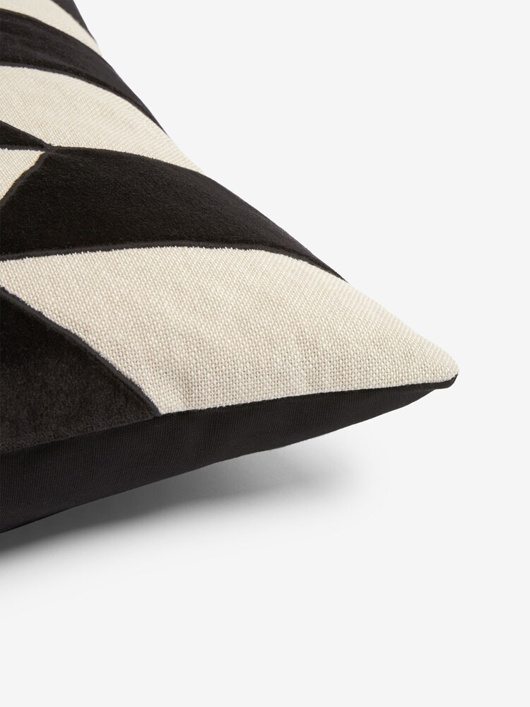 Black/White Blakey Velvet Cushion - Image 5 of 5