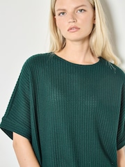 Apricot Green Waffle Knit Batwing Top - Image 3 of 4