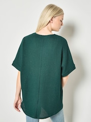 Apricot Green Waffle Knit Batwing Top - Image 4 of 4