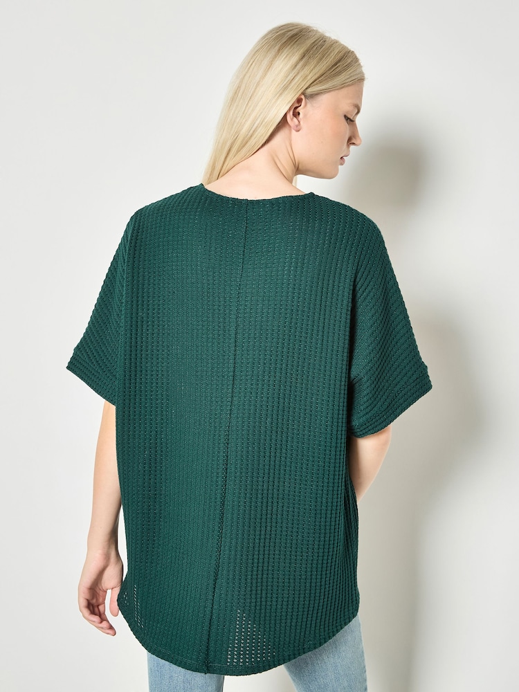Apricot Green Waffle Knit Batwing Top - Image 4 of 4 Apricot Green Waffle Knit Batwing Top - Image 4 of 4