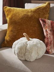 Ivory Autumn Pumpkin Faux Fur Cushion - Image 1 of 5