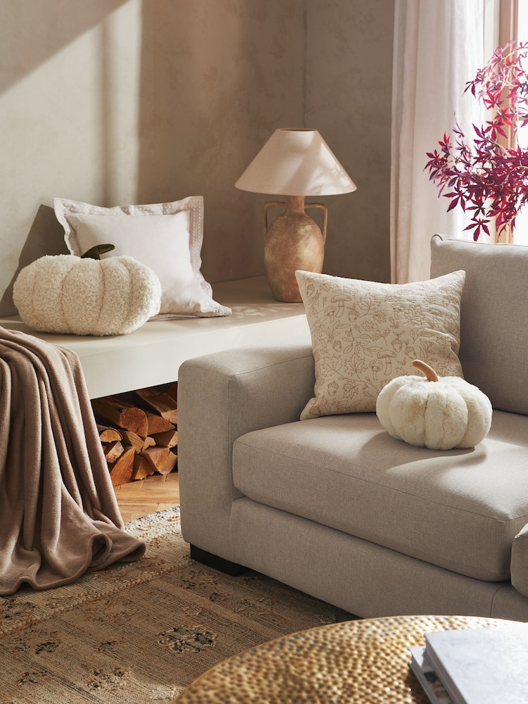 Ivory Autumn Pumpkin Faux Fur Cushion - Image 2 of 5