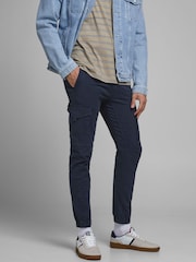 JACK & JONES Blue Slim Fit Cargos - Image 1 of 4
