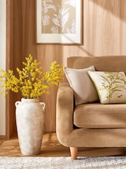 Sage Green Mimosa Leaf Embroidered Cushion - Image 3 of 3
