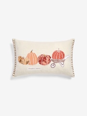 Orange Pumpkin Applique Boucle 100% Cotton Cushion - Image 1 of 4
