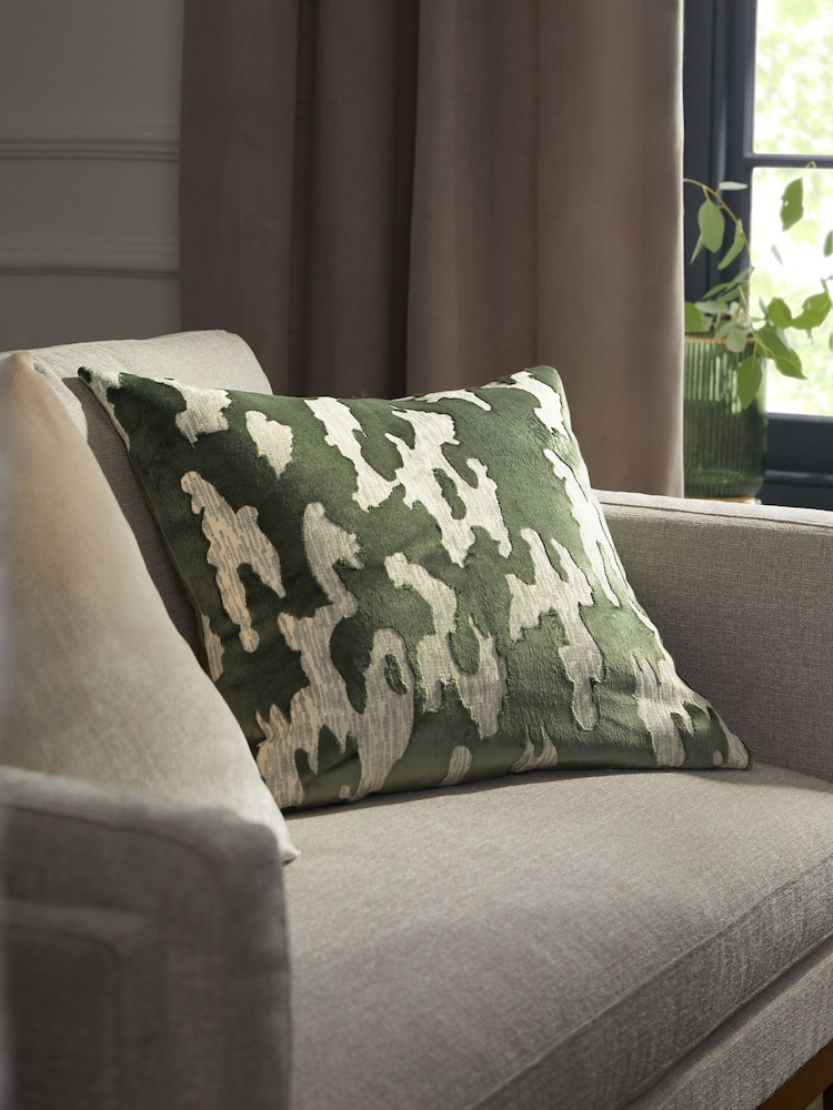 Sage Green 50 x 50cm Galloway Velvet Cushion - Image 1 of 4