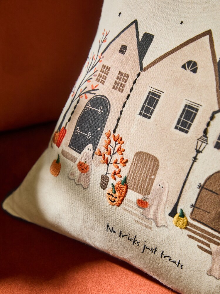Cream Halloween Scene Cushion - Image 2 of 5