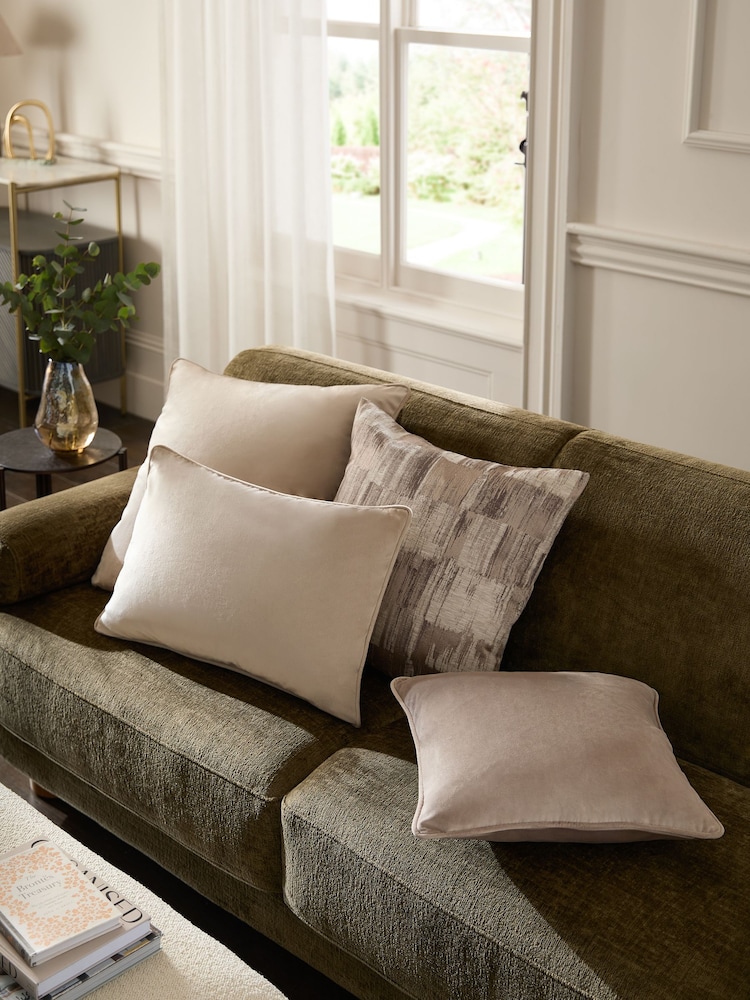 Greige 43 x 43cm Matte Velvet Cushion - Image 2 of 6