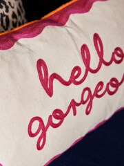 Fuchsia Pink Hello Gorgeous Embroidered Cushion - Image 2 of 5