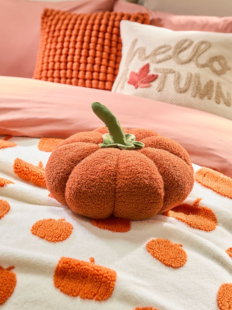 Orange Boucle Pumpkin Cushion - Image 1 of 4