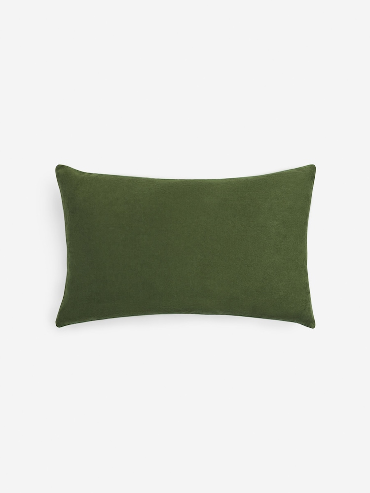 Green 40 x 59cm Haze Velvet Stripe Cushion - Image 3 of 4