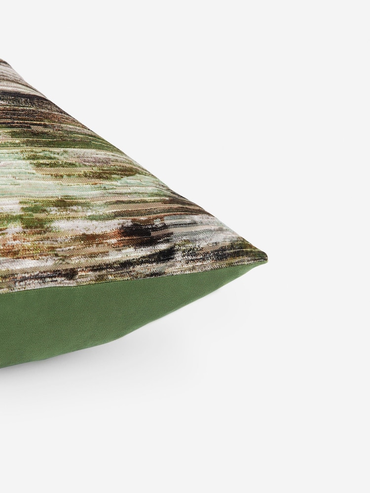 Green 40 x 59cm Haze Velvet Stripe Cushion - Image 4 of 4
