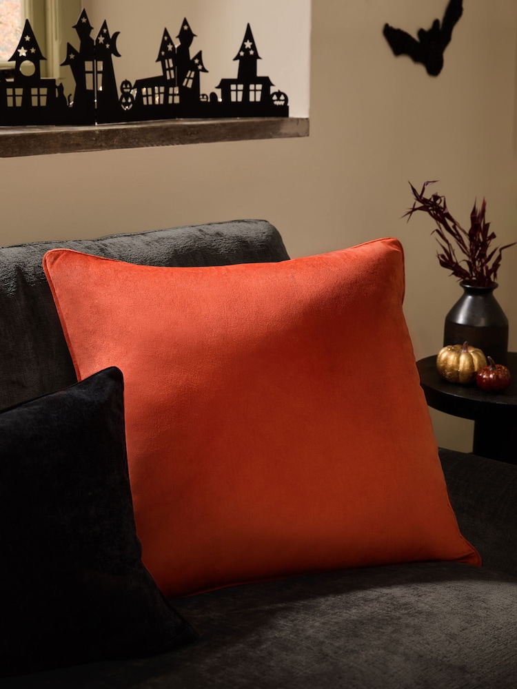 Bright Orange 59 x 59cm Matte Velvet Cushion - Image 1 of 4