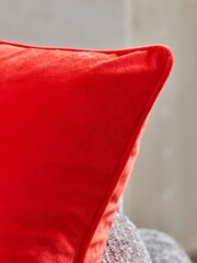 Red 43 x 43cm Matte Velvet Cushion - Image 2 of 5