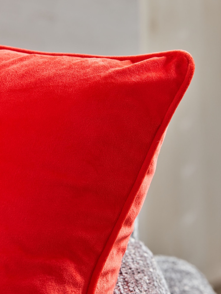 Red 43 x 43cm Matte Velvet Cushion - Image 2 of 5