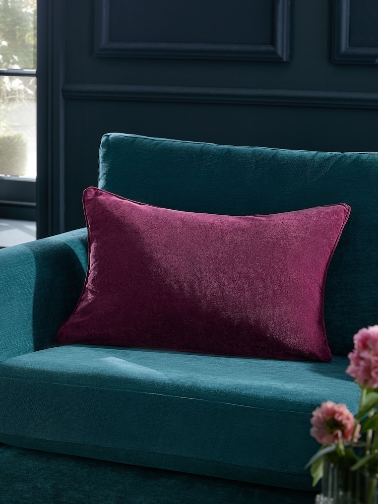Plum Purple 40 x 59cm Soft Velour Cushion - Image 1 of 5