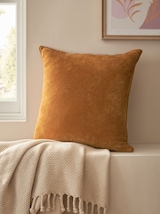 Caramel Brown 59 x 59cm Soft Velour Cushion - Image 1 of 5