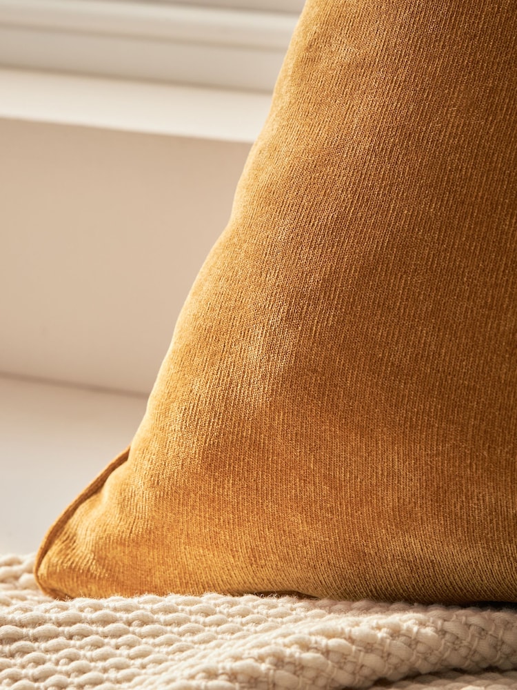 Caramel Brown 59 x 59cm Soft Velour Cushion - Image 2 of 5