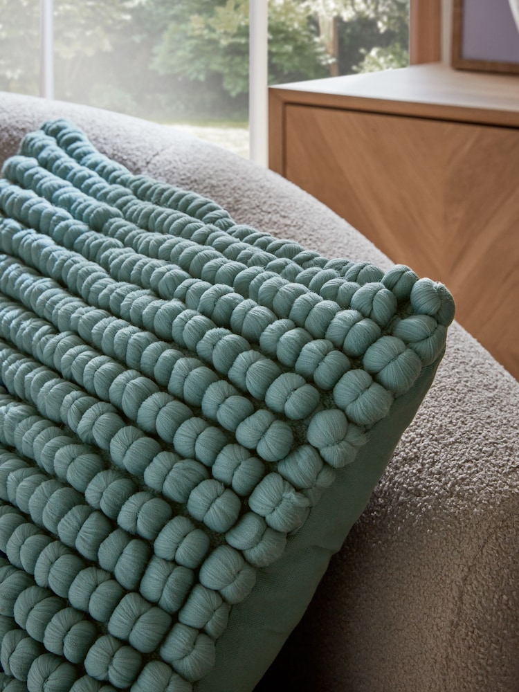 Light Blue 40 x 59cm Global Bobble 100% Cotton Cushion - Image 2 of 4