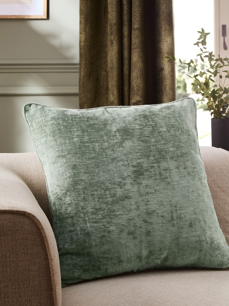 Sage Green 59 x 59cm Camilla Chenille Cushion - Image 1 of 5