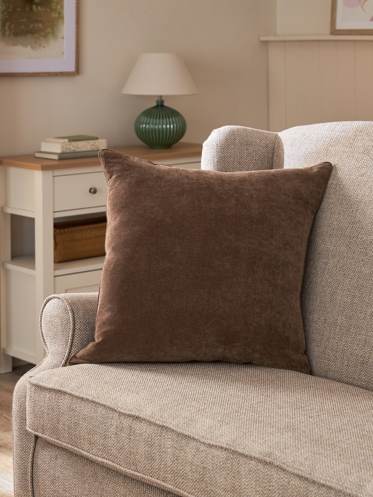 Brown 59 x 59cm Soft Velour Cushion - Image 1 of 5