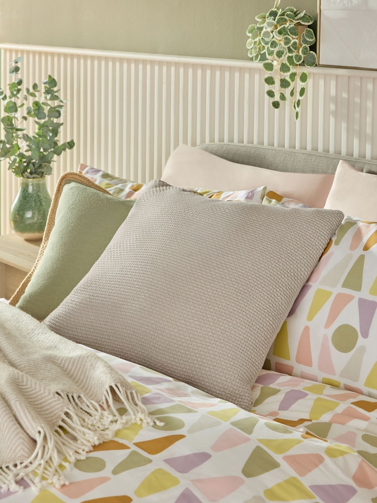Greige Waffle Woven Cushion - Image 1 of 5