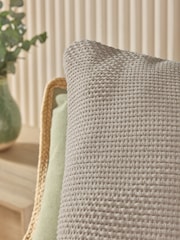 Greige Waffle Woven Cushion - Image 2 of 5