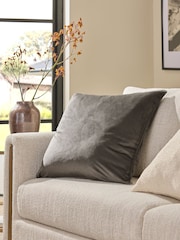 Charcoal Grey Matte Velvet Cushion - Image 1 of 2