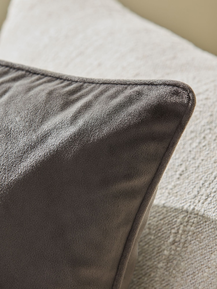 Charcoal Grey Matte Velvet Cushion - Image 2 of 2