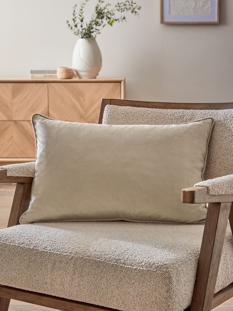 Greige 40 x 59cm Matte Velvet Cushion - Image 1 of 5