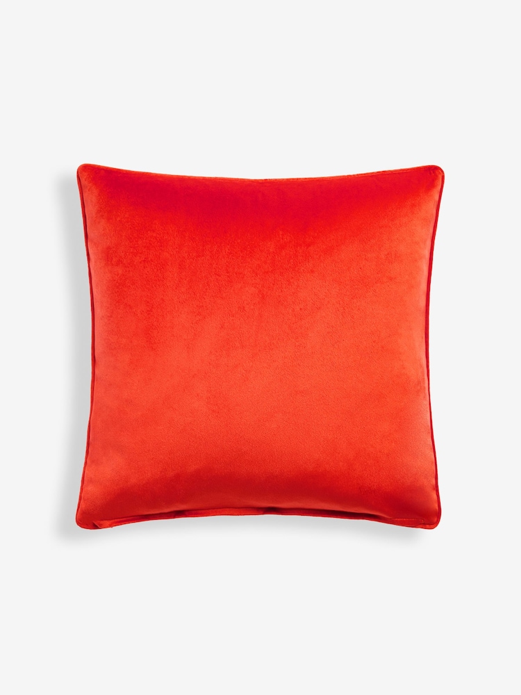 Bright Orange 43 x 43cm Matte Velvet Cushion - Image 3 of 4