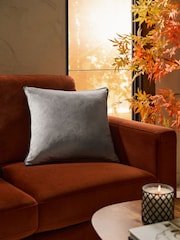 Charcoal Grey Matte Velvet Cushion - Image 1 of 3