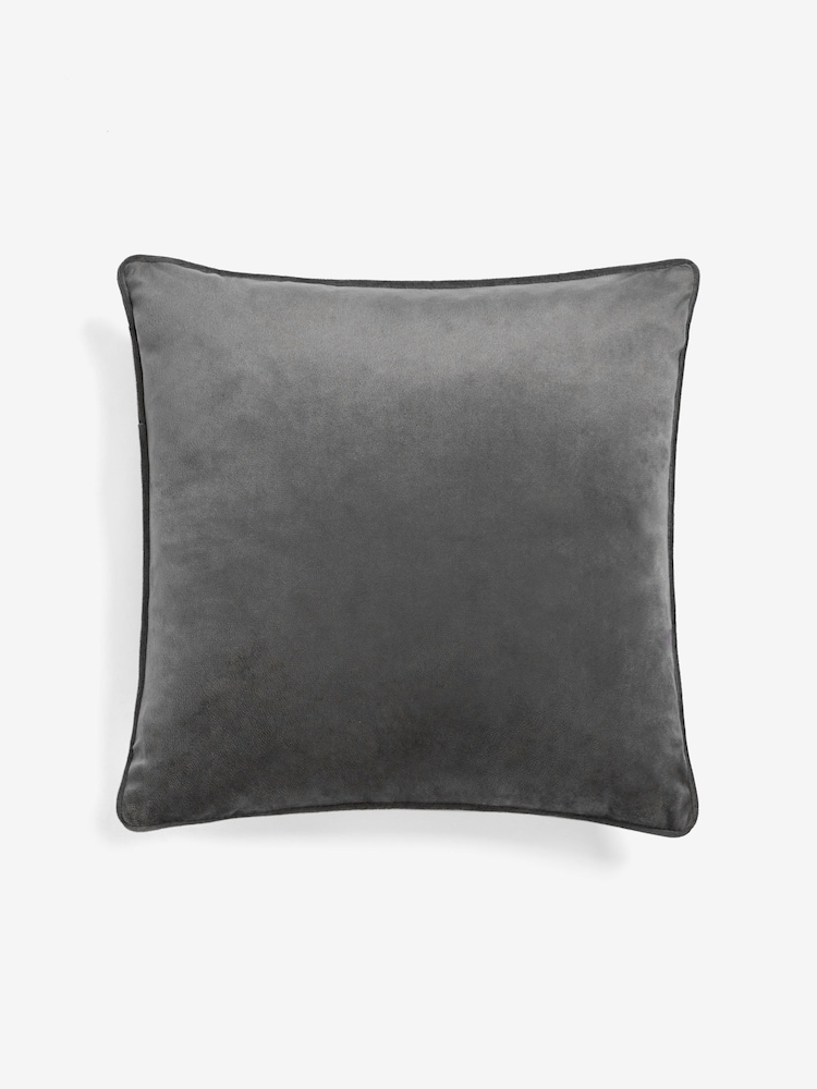 Charcoal Grey Matte Velvet Cushion - Image 2 of 3