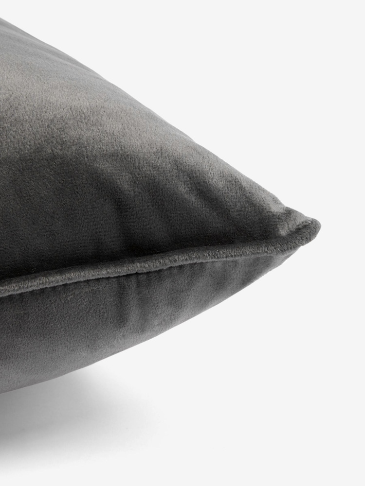 Charcoal Grey Matte Velvet Cushion - Image 3 of 3