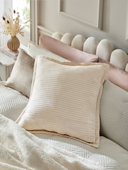 Greige Muslin 100% Cotton Cushion - Image 1 of 5