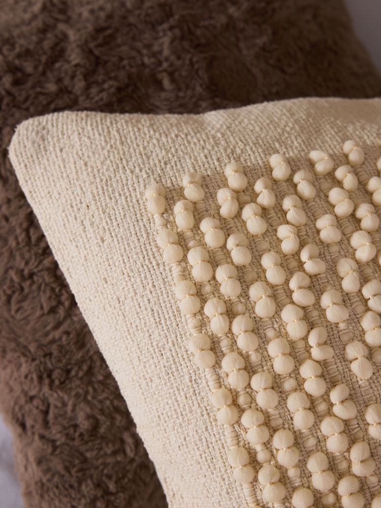 Natural 59 x 59cm Hemmingway Textured Bobble Cushion - Image 2 of 5