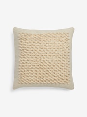 Natural 59 x 59cm Hemmingway Textured Bobble Cushion - Image 3 of 5