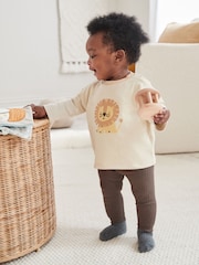 Neutral Lion Baby Top And Leggings Set - Image 1 of 5