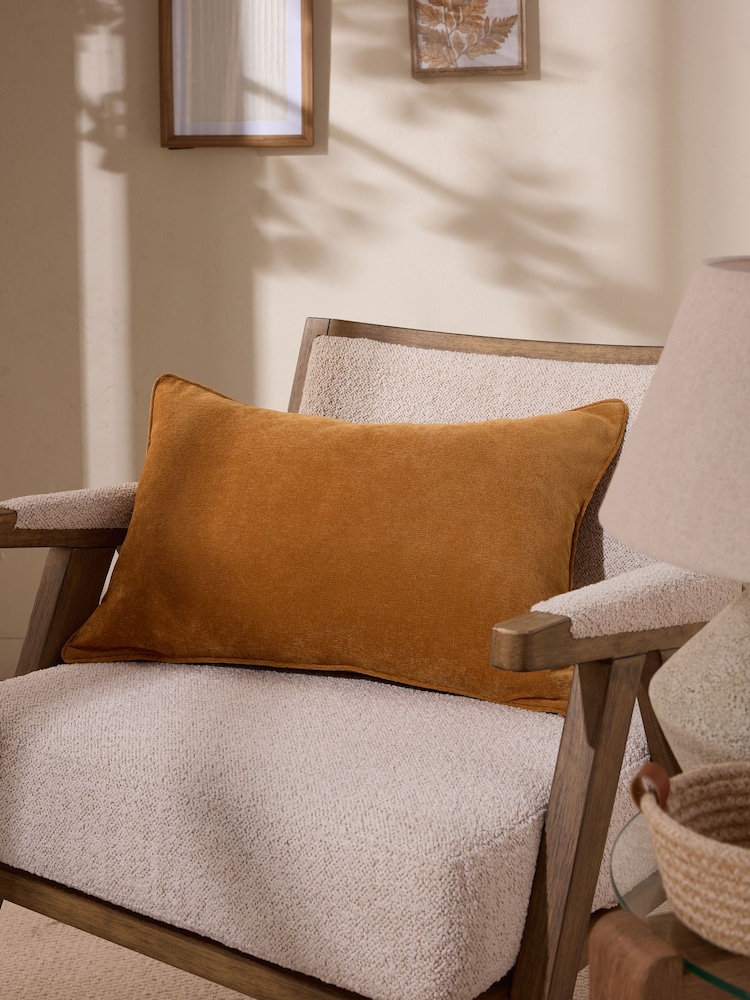 Caramel Brown 40 x 59cm Soft Velour Cushion - Image 1 of 5