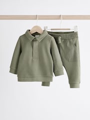Khaki Green Baby Top And Joggers Set - Image 1 of 15