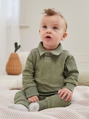 Khaki Green Baby Top And Joggers Set - Image 12 of 15