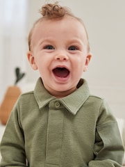 Khaki Green Baby Top And Joggers Set - Image 13 of 15