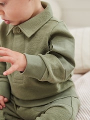 Khaki Green Baby Top And Joggers Set - Image 14 of 15